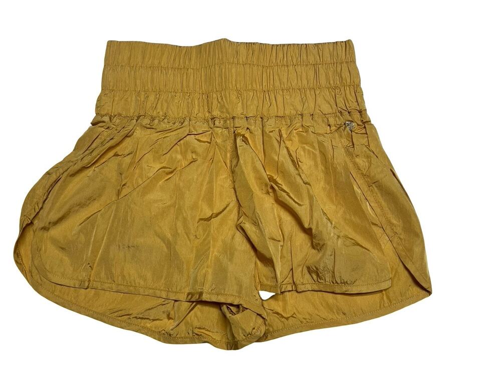Free People Movement The Way Home Shorts Womens M Gold Nylon Athletic Workout